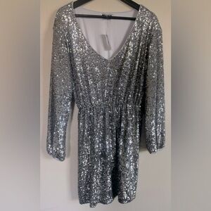 Express sequin dress in silver